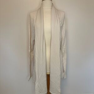 Lucky Lotus - Elegant Cream Open-Front Sweater - XL